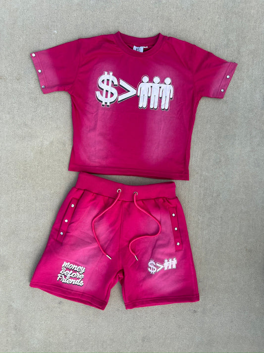 Acid Washed RhineStone $>Friends Female Set (Pink)