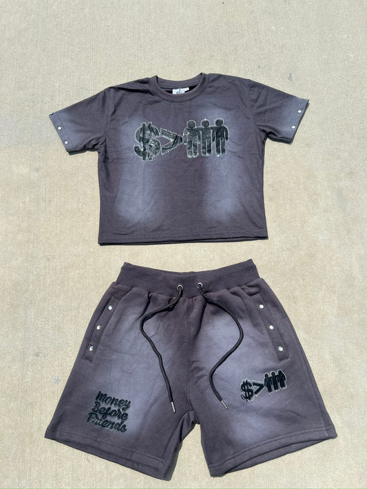 Acid Washed RhineStone $>Friends Female Set (Grey)